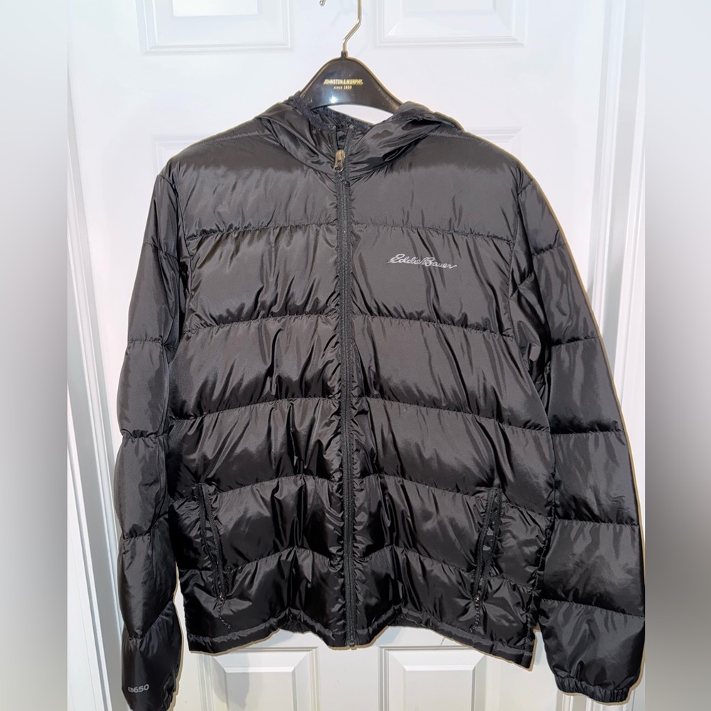 Eddie Bauer Men’s Wide Channel Hooded Down Jacket (Large)